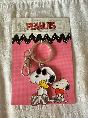 Peanuts Snoopy & Woodstock Enamel Keychain - White, Yellow, Red, Black